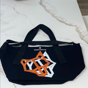 Naked Wolfe Designer Black Tote with Orange and White Logo